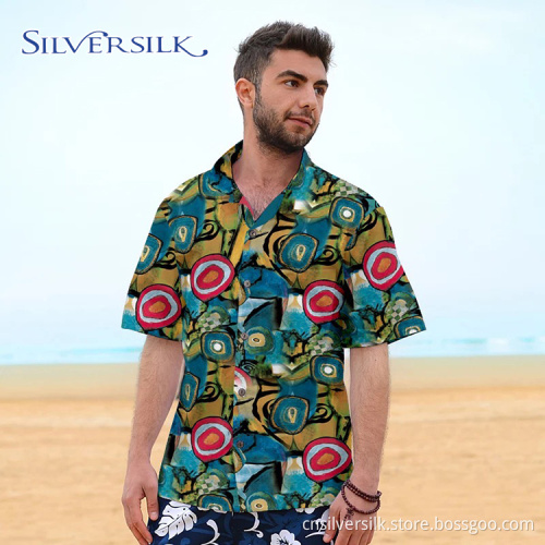Personalized Funny Mens Green Floral Printed Shirt Man